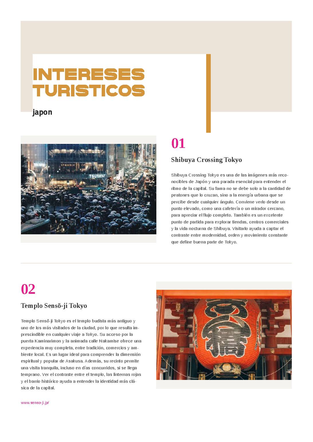 Japan experiences grouped for a custom guide by interests